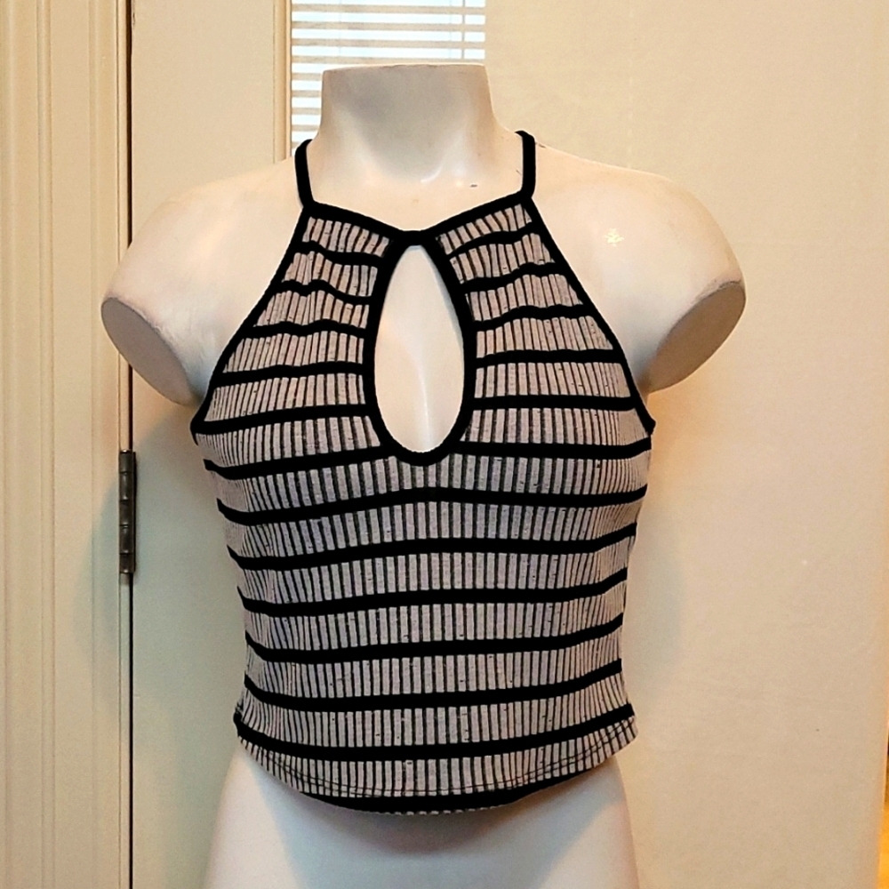 Anthro Alex & Jane Striped Keyhole Sleeveless Top